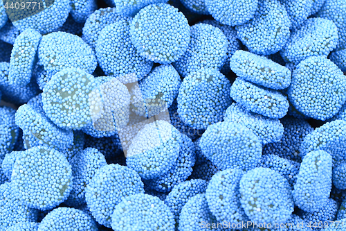 Image of blue jelly gumdrop sweet background