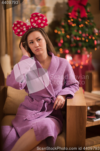 Image of woman drinking champagne at spa