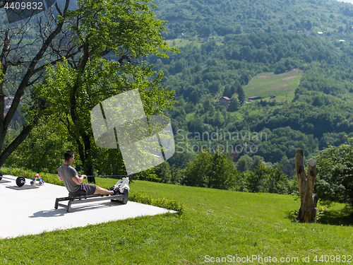 Image of man doing morning exercises