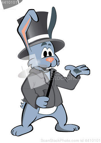 Image of Rabbit in suit shows magic ticks