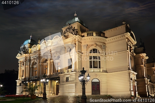 Image of Theater in Cracow at night