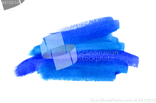 Image of Bright blue watercolor blot on white background