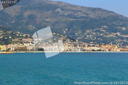 Image of Beautiful sea view of Menton on French Riviera