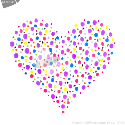 Image of Heart with abstract color pattern on white background