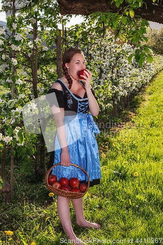 Image of Bavarian girl is enjoying
