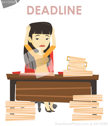 Image of Business woman having problem with deadline.