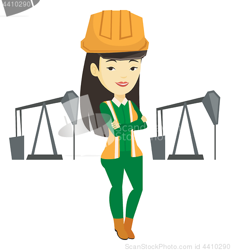 Image of Confident oil worker vector illustration.