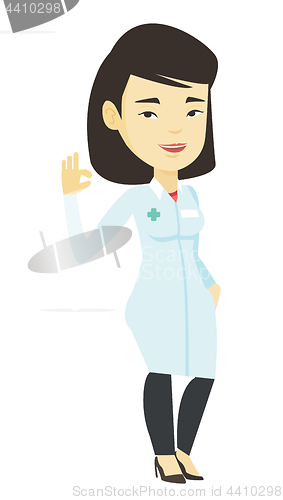 Image of Doctor showing ok sign vector illustration.