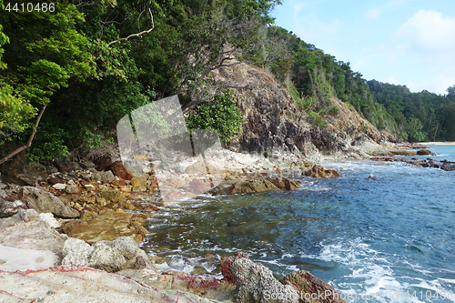 Image of Waves on stone beach