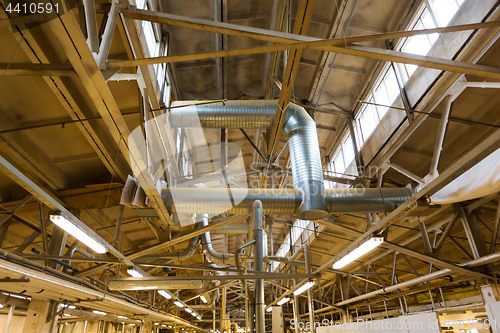 Image of ventilation pipes at factory shop