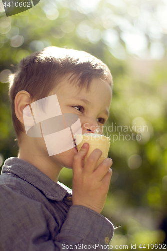 Image of Boy eating ice cream