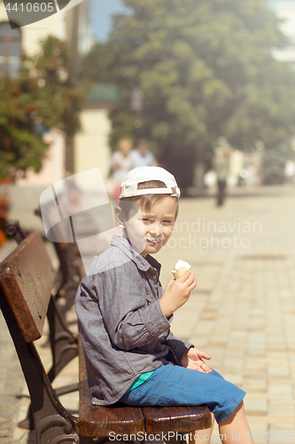 Image of Boy eating ice cream