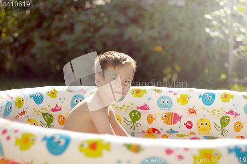 Image of Boy playing in a swimming pool