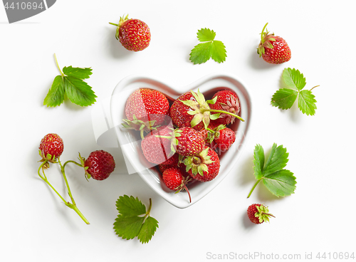 Image of heart shaped bowl of strawberries