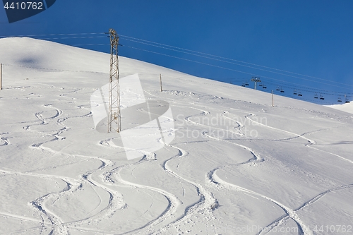 Image of Ski Slope with Fresh Curves