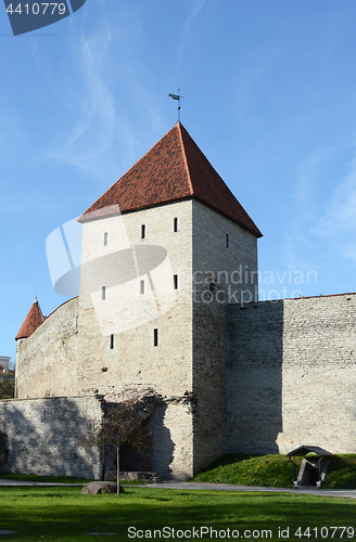 Image of Maiden\'s Tower in the city wall of Tallinn, Estonia