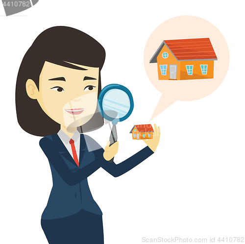 Image of Woman looking for house vector illustration.