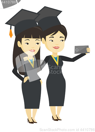 Image of Graduates making selfie vector illustration.