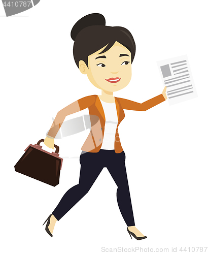 Image of Happy business woman running vector illustration.