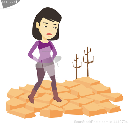 Image of Sad woman in the desert vector illustration.