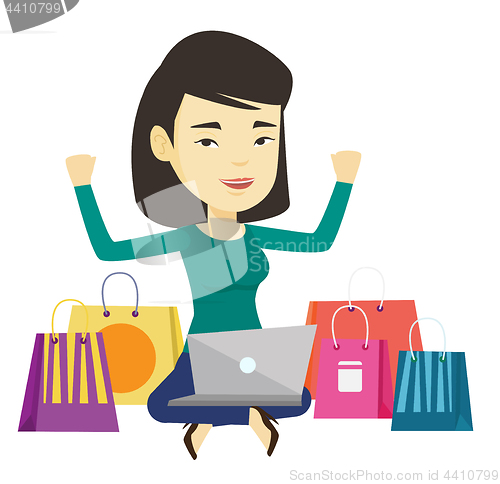 Image of Woman shopping online vector illustration.