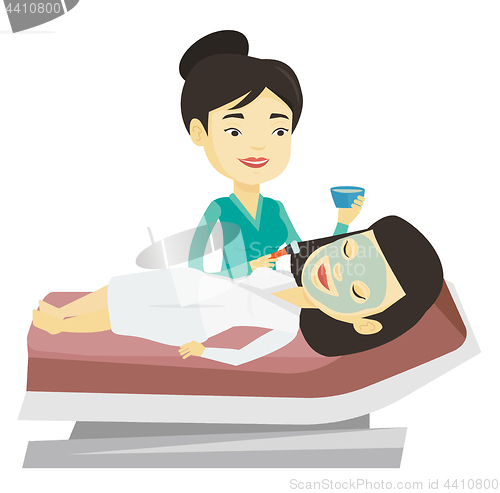 Image of Girl in beauty salon during cosmetology procedure.