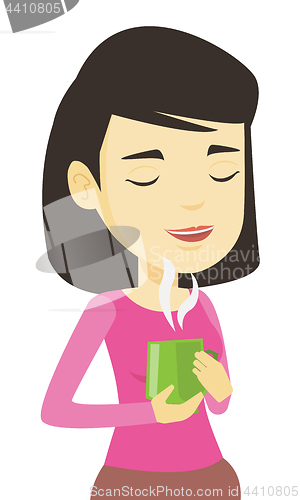 Image of Woman enjoying cup of coffee vector illustration