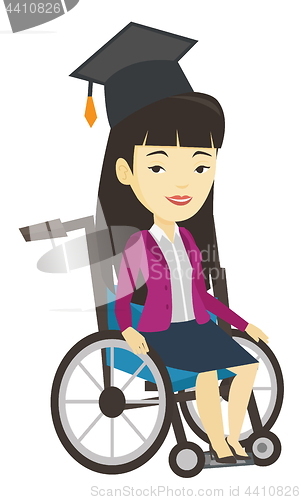 Image of Graduate sitting in wheelchair vector illustration