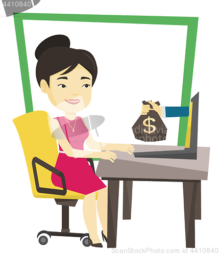 Image of Businesswoman earning money from online business.