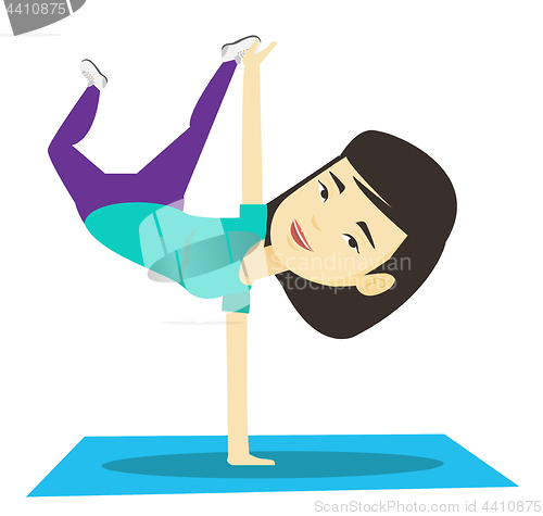 Image of Young woman breakdancing vector illustration.