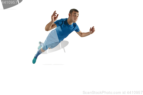 Image of Professional football soccer player isolated white background