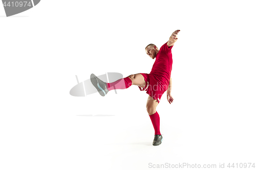 Image of Professional football soccer player isolated on white background