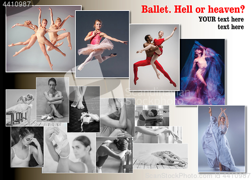 Image of The conceptual collage about sorrows and joys of ballerina