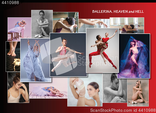 Image of The conceptual collage about sorrows and joys of ballerina