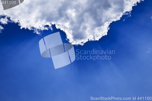 Image of Blue sky with sunrays