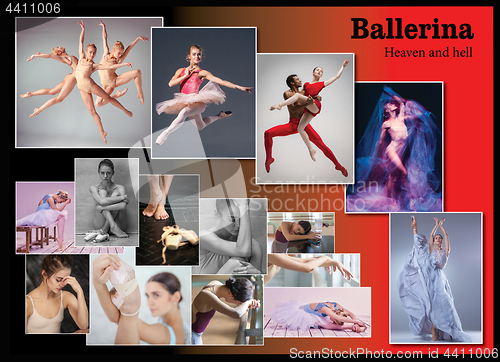 Image of The conceptual collage about sorrows and joys of ballerina