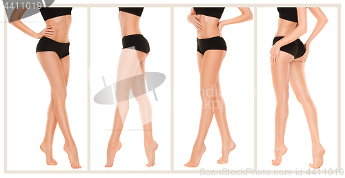 Image of Long pretty woman legs on white background