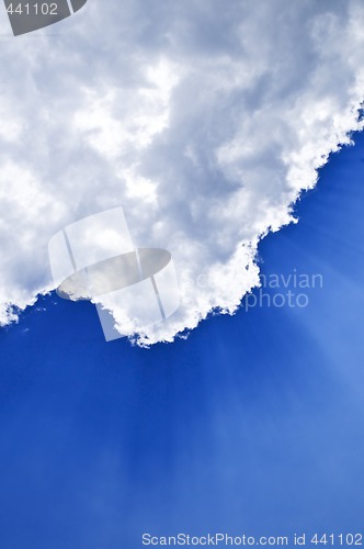 Image of Blue sky with sunrays
