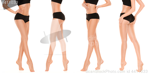 Image of Long pretty woman legs on white background