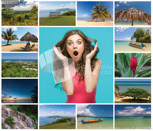 Image of Collage of beach holiday scenes in Jamaica