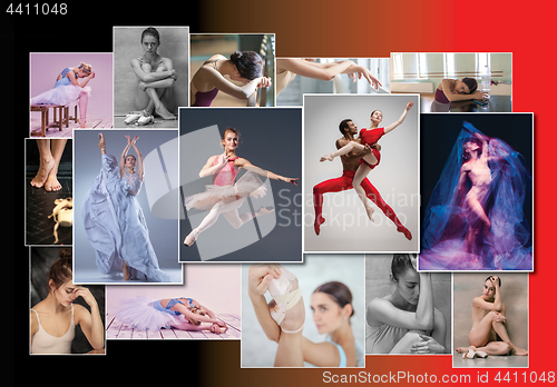 Image of The conceptual collage about sorrows and joys of ballerina