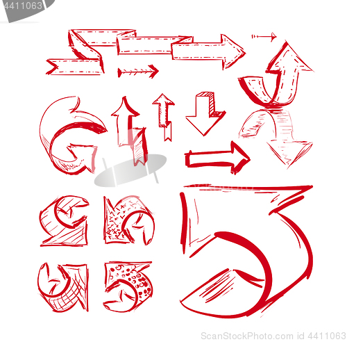 Image of Hand drawn highlighter elements. Vector arrows