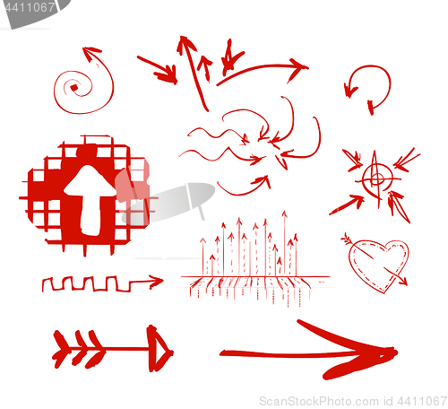 Image of Hand drawn highlighter elements. Vector arrows