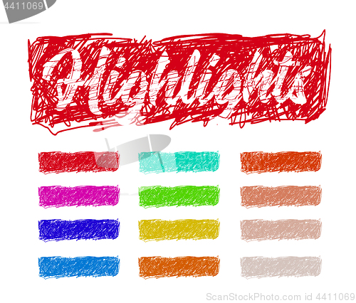 Image of Hand drawn highlighter elements. Vector