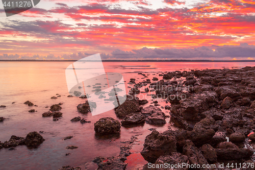Image of Rich red sunrise over Callala Bay Australia