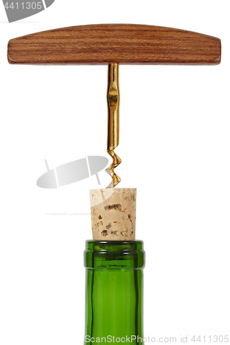 Image of Wine bottle and corkscrew