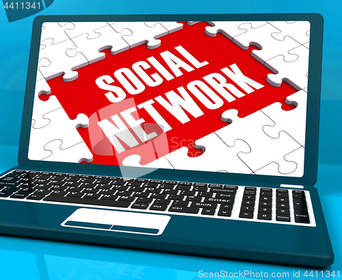 Image of Social Network On Laptop Showing Online Communications
