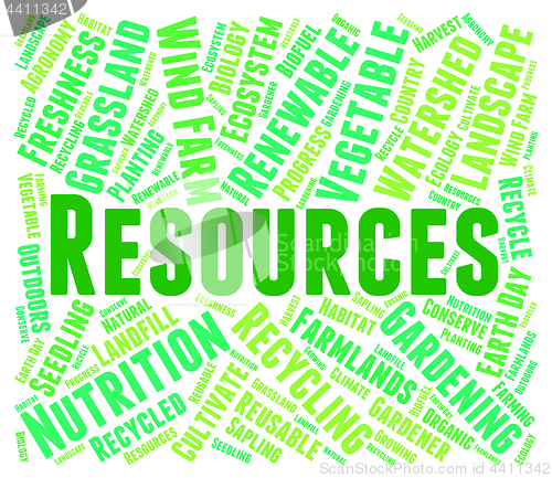 Image of Resources Word Shows Raw Materials And Collateral