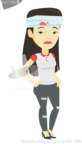 Image of Woman with injured head vector illustration.