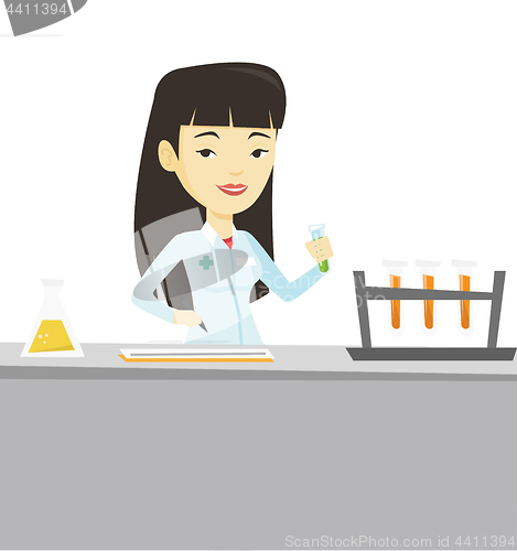 Image of Laboratory assistant working vector illustration.